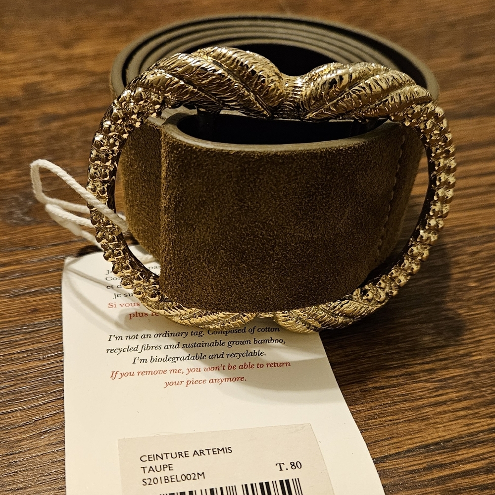 NWT Sezane Artemis Belt in Taupe - Size 80